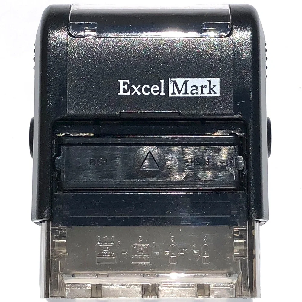 ExcelMark Media Mail Rubber Stamp Self-Inking red ink with clear stamping window
